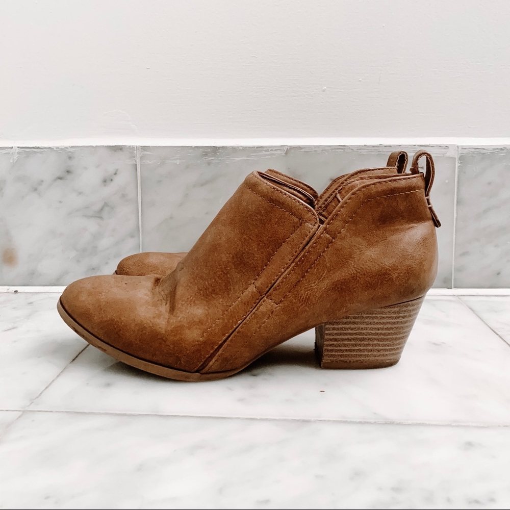 Brown Camel ankle Boots with Short Heal